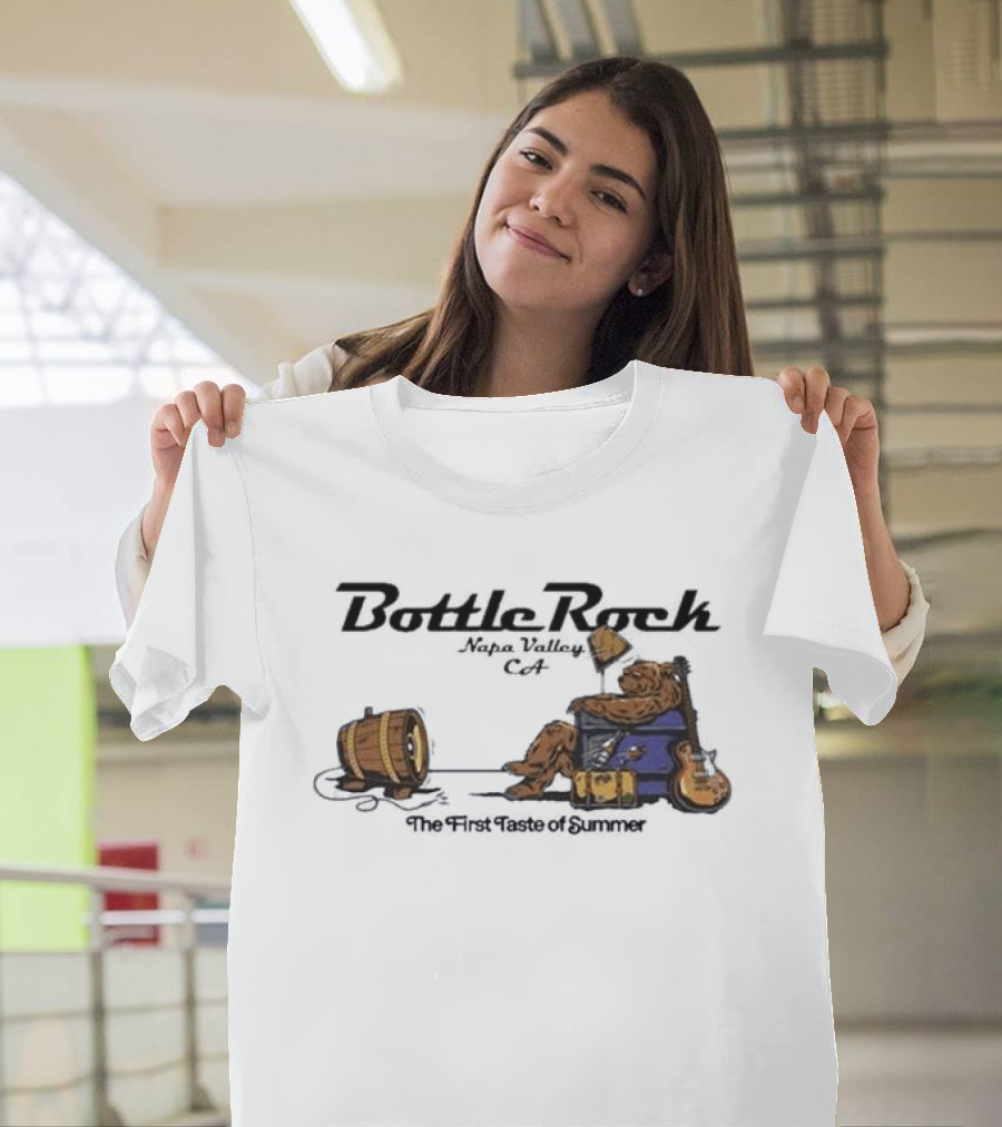 BottleRock Napa Valley 2026 Lineup Bear Relaxing With Guitar And Keg T-Shirt