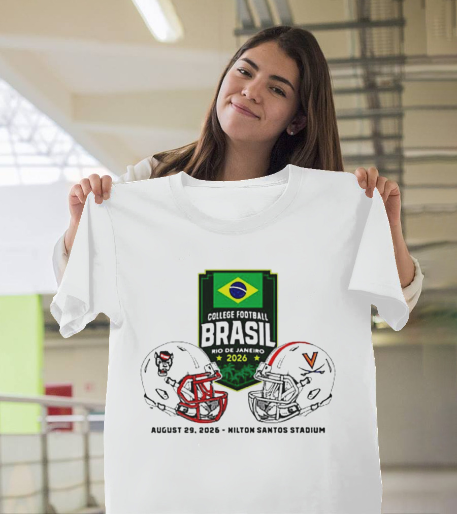 NC State Wolfpack Vs Virginia Cavaliers Brasil College Football Rio Game 2026 Hilton Santos Stadium August 30 T-Shirt