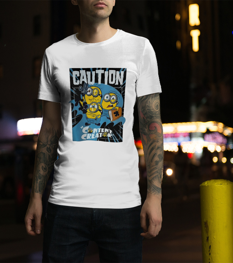 Caution Minions Content Creator Fun T-Shirt