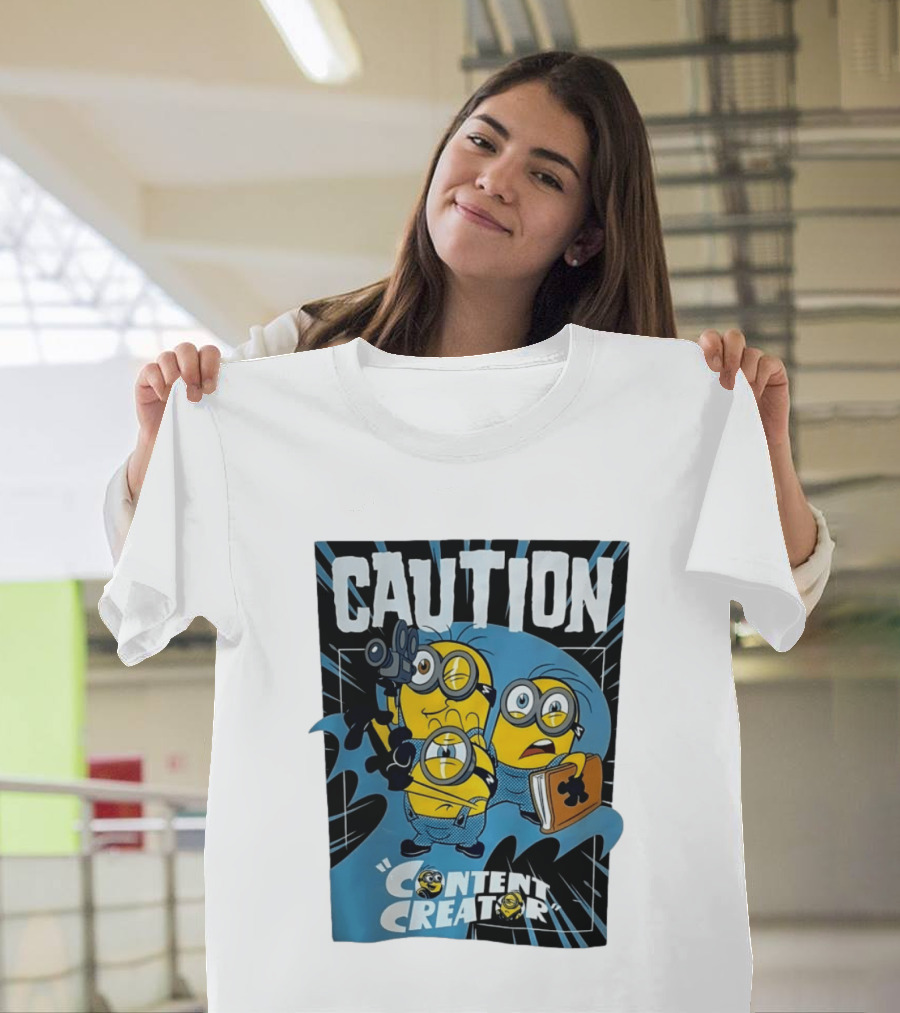 Caution Minions Content Creator Fun T-Shirt