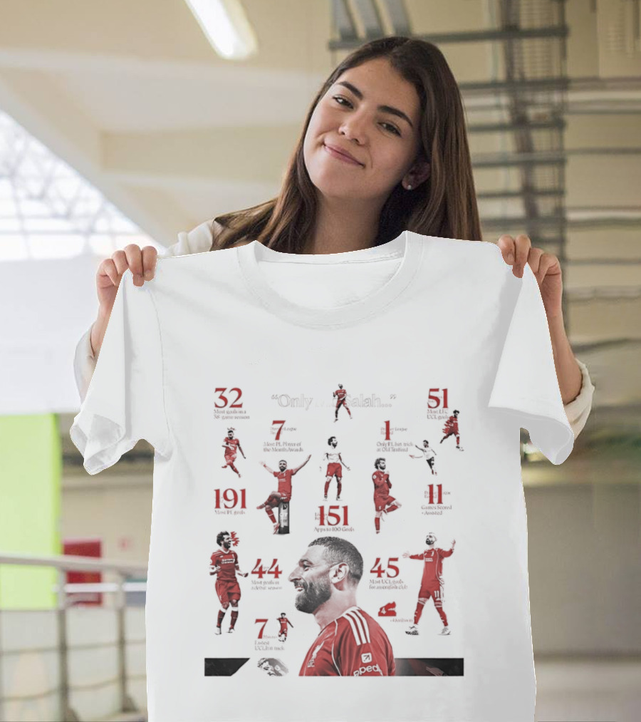 Mohamed Salah Liverpool FC Only IV League Goals Astonishing Records T-Shirt