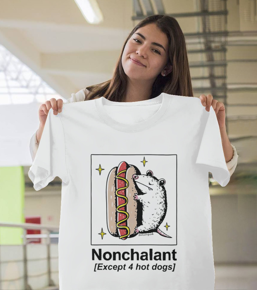 Mouse Hugging Hot Dog Nonchalant Except 4 Hot Dogs T-Shirt