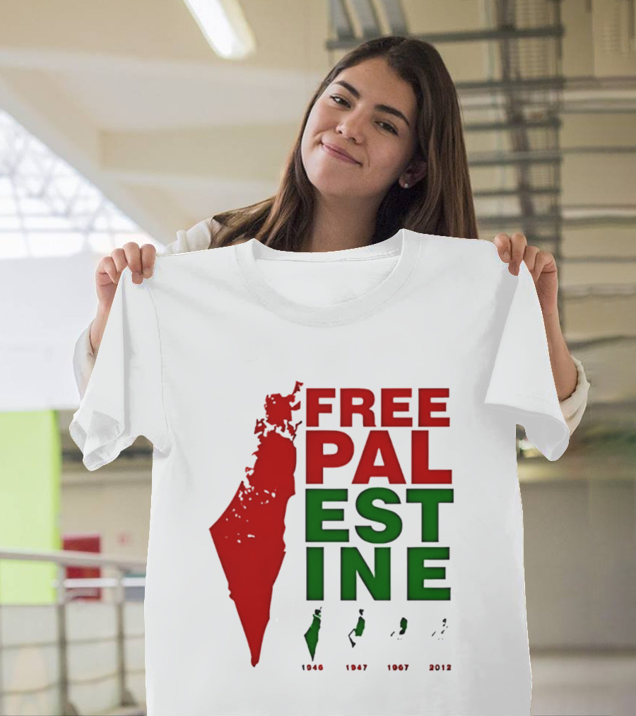 Free Palestine 1946 1947 1967 2012 Map T-Shirt