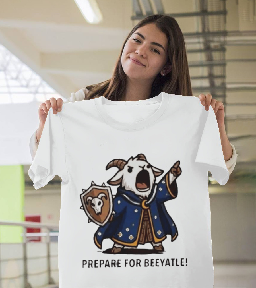 Wizard Goat Prepare For Beeyatle Fantasy Battle Mage Cloak Shield T-Shirt