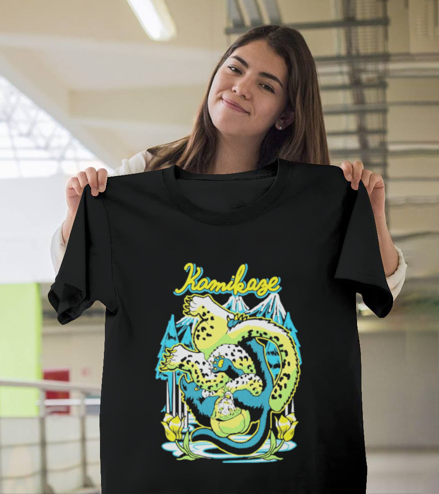Kamikaze Dragon With Mountain And Lotus T-Shirt