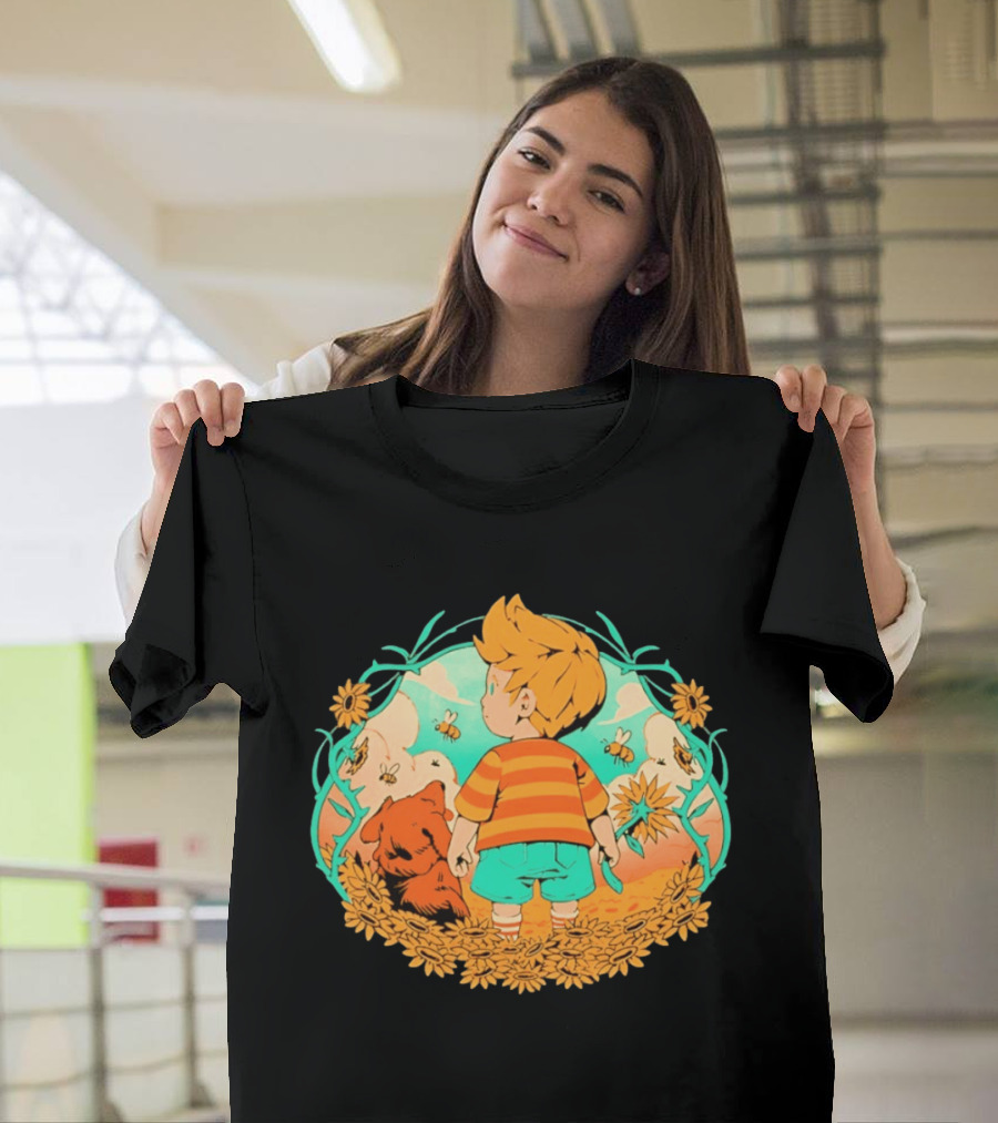 Sunflower Boy Lucas And Boney Mother 3 Adventure Sunflowers And Bees Scene T-Shirt