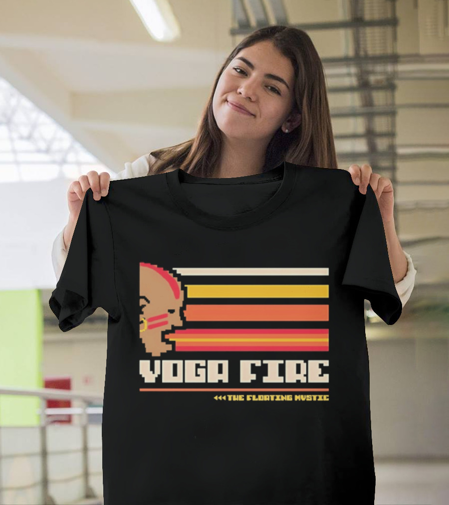 Yoga Fire The Floating Mystic Retro Pixel T-Shirt