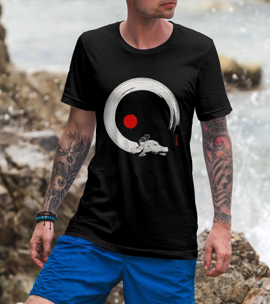 Never Ending Inks Atreyu Falkor The Neverending Story Japanese Enso Circle Red Dot T-Shirt