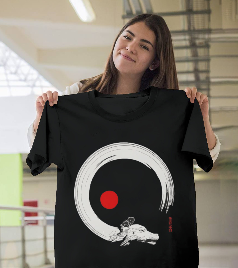 Never Ending Inks Atreyu Falkor The Neverending Story Japanese Enso Circle Red Dot T-Shirt