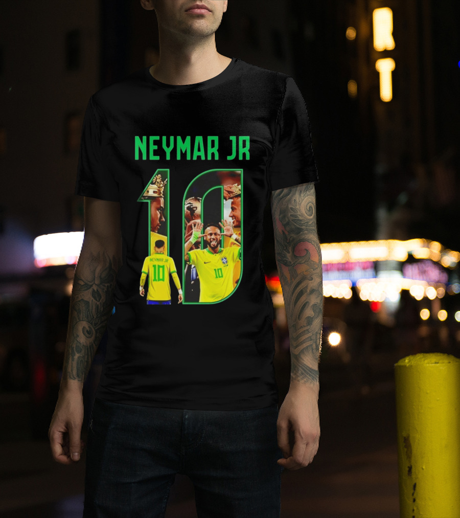 Neymar Jr 10 Brazil Soccer Iconic Celebration Images T-Shirt