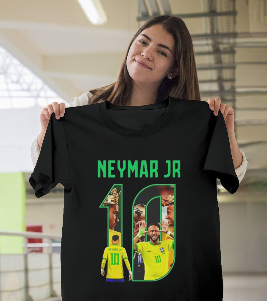 Neymar Jr 10 Brazil Soccer Iconic Celebration Images T-Shirt