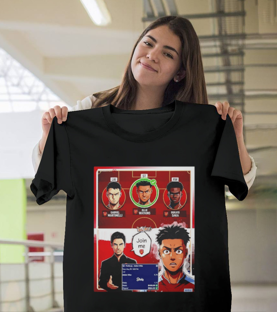 Gabriel Martinelli Ollie Watkins Bukayo Saka Join Me Arsenal Team Anime T-Shirt