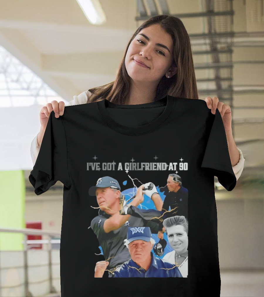 Gary Player I've Got A Girlfriend At 90 Golf Legend Photomontage T-Shirt
