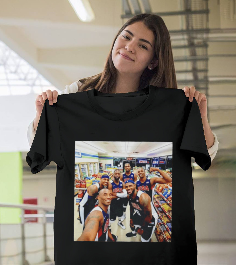 USA Legend Basketball Kobe Bryant LeBron James Dwight Howard Selfie Meme 7 Eleven USA Jersey Team Players T-Shirt