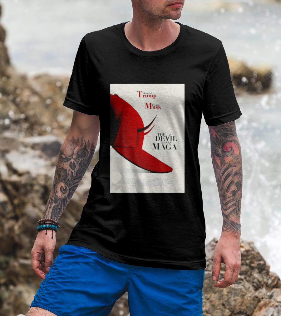 Donald Trump Elon Musk The Devil Wears MAGA Hat With Horns T-Shirt