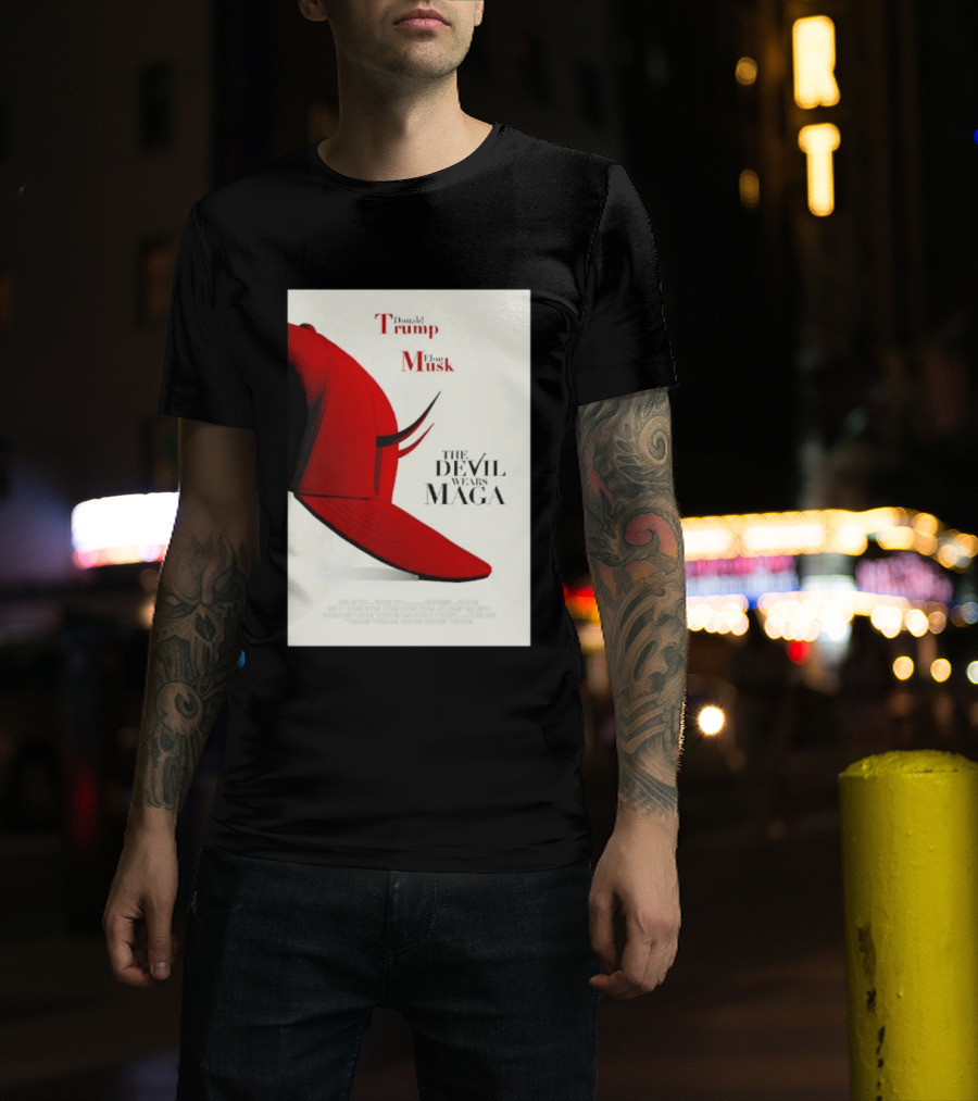 Donald Trump Elon Musk The Devil Wears MAGA Hat With Horns T-Shirt