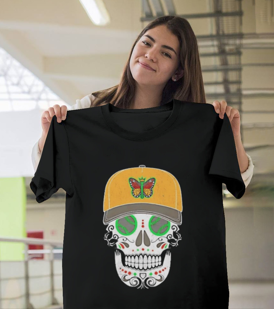 Eugene Emeralds Sugar Skull Baseball Butterfly Cap T-Shirt