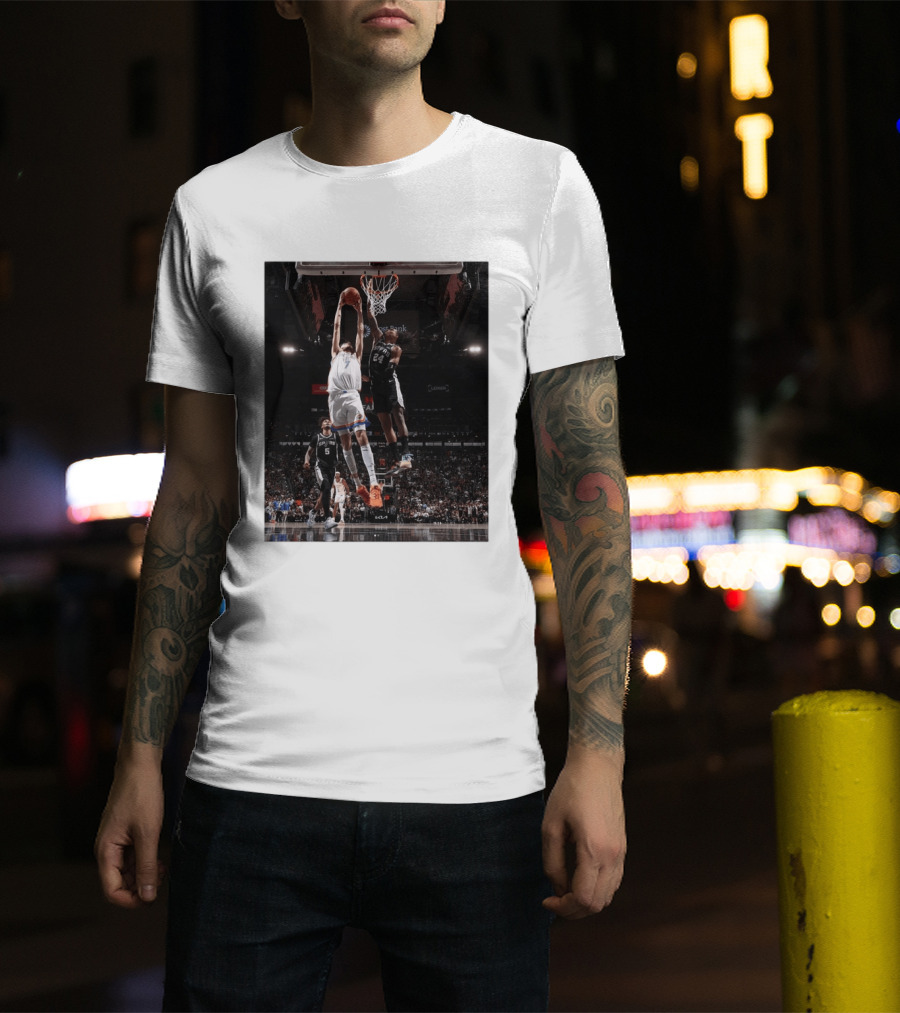 Spurs Devin Vassell Blocks Thunder Chet Holmgren NBA Basketball Moment T-Shirt