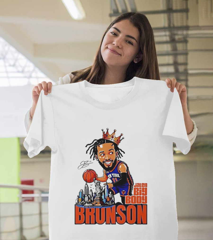 Jalen Brunson New York Knicks Big Body King 2026 Basketball Star With Crown And Skyline T-Shirt