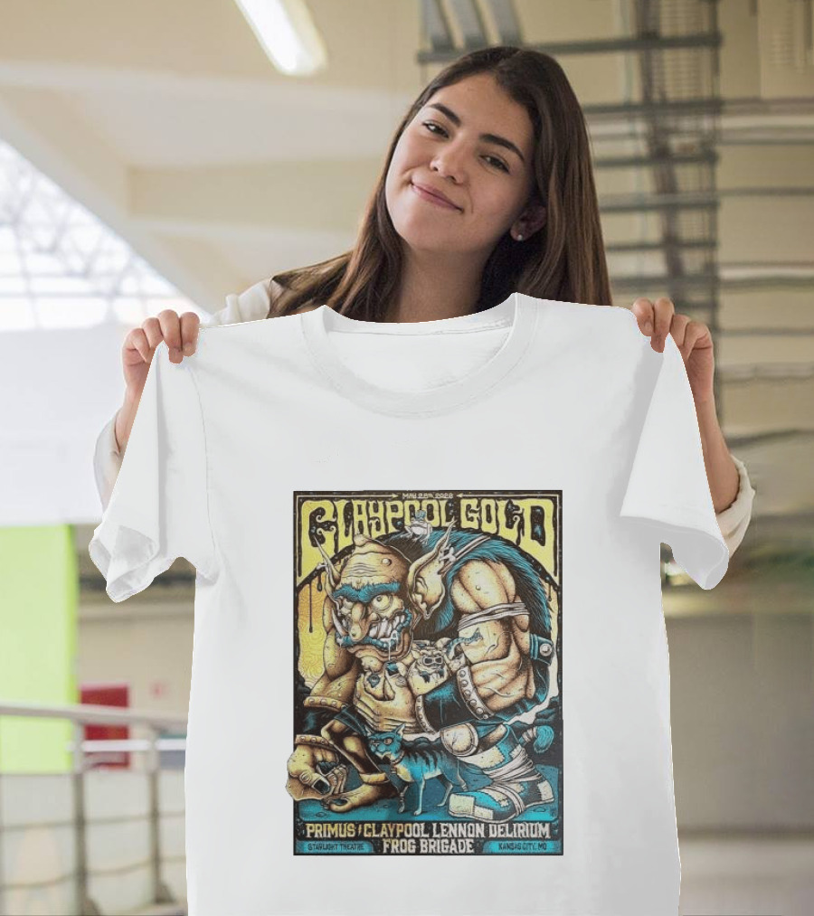 May 28 2026 Claypool Gold Primus Claypool Lennon Delirium Frog Brigade Starlight Theatre Kansas City MO T-Shirt