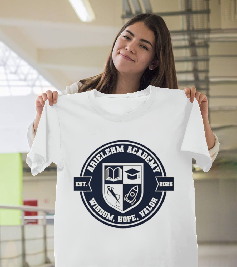 Arielehm Academy Crest Est 2026 Wisdom Hope Valor T-Shirt