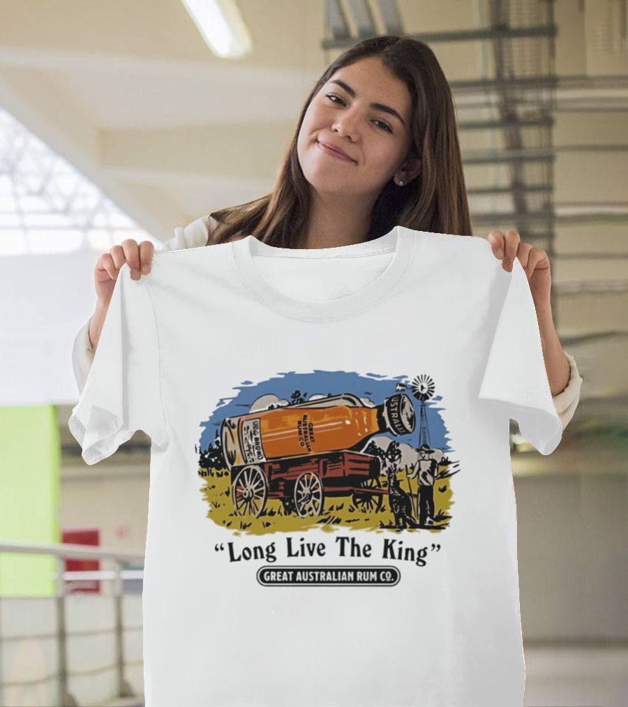 Long Live The King Great Australian Rum Co Vintage Wagon Scene T-Shirt