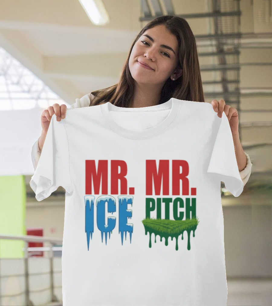 MR ICE MR PITCH Frosty Letters Green Grass Drips T-Shirt