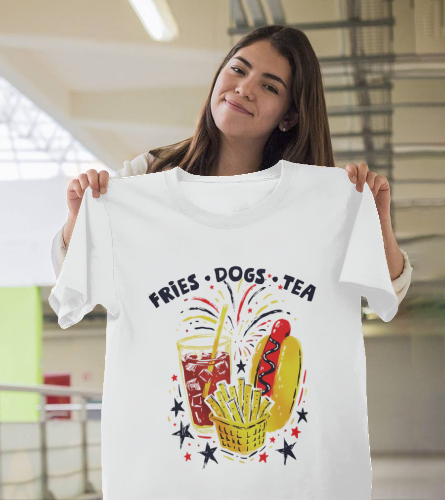 Fourth Of July Fries Dogs Tea Fireworks 250th Anniversary Celebration America T-Shirt