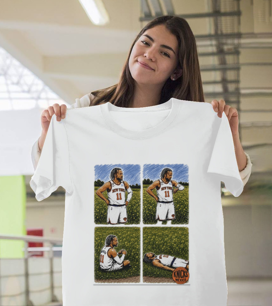 New York Knicks Jalen Brunson Whorled Tickseed Comic Knicks Mexico T-Shirt