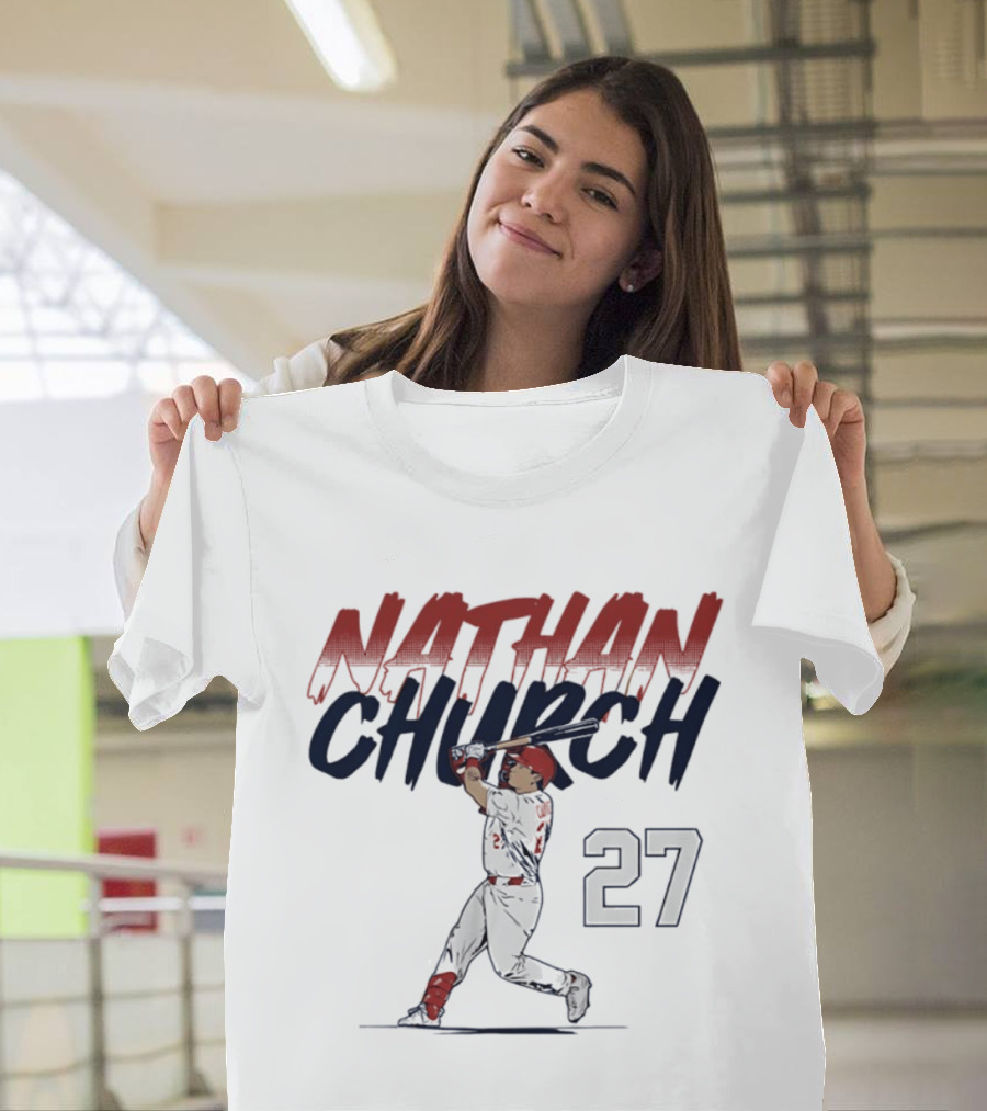 Nathan Church 27 St. Louis Baseball Slugger Swing T-Shirt
