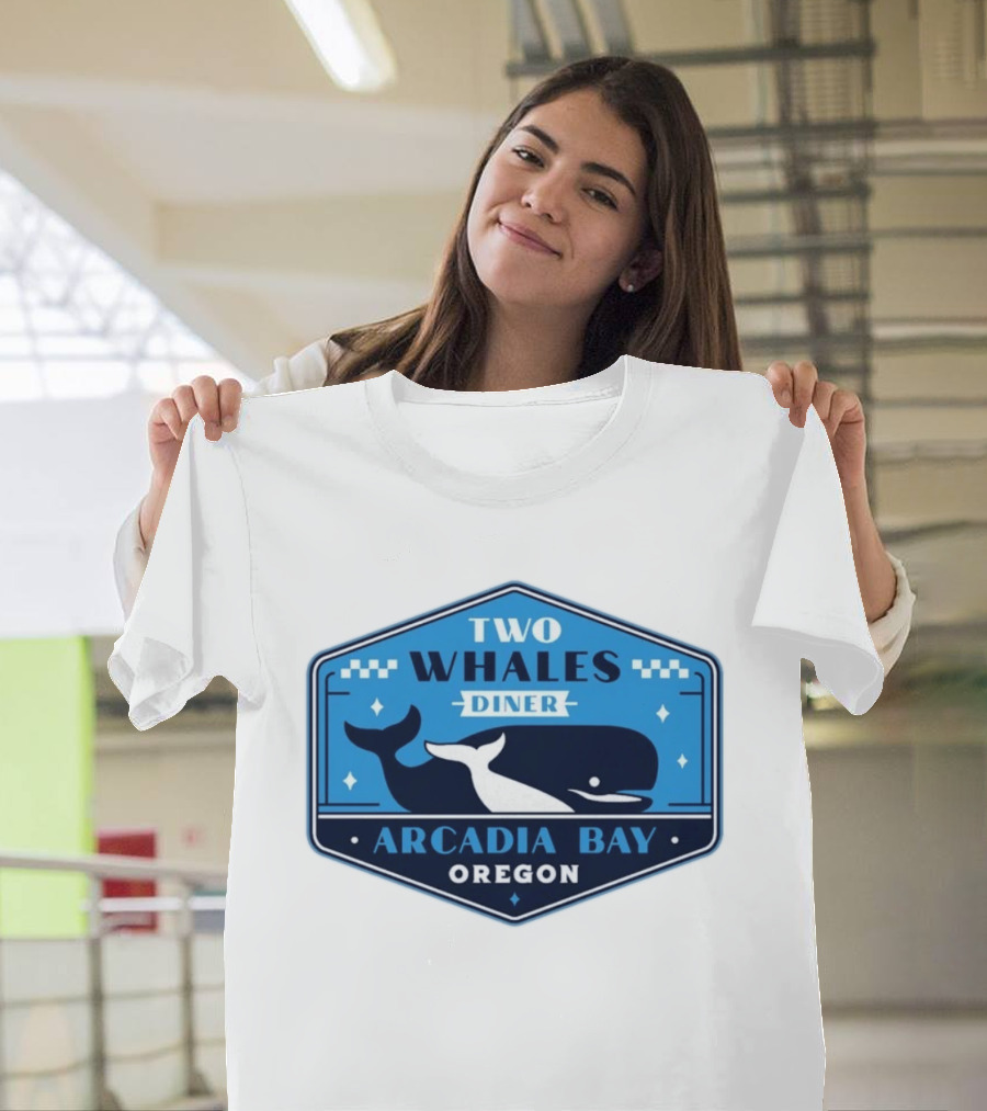 Two Whales Diner Arcadia Bay Oregon Crest T-Shirt