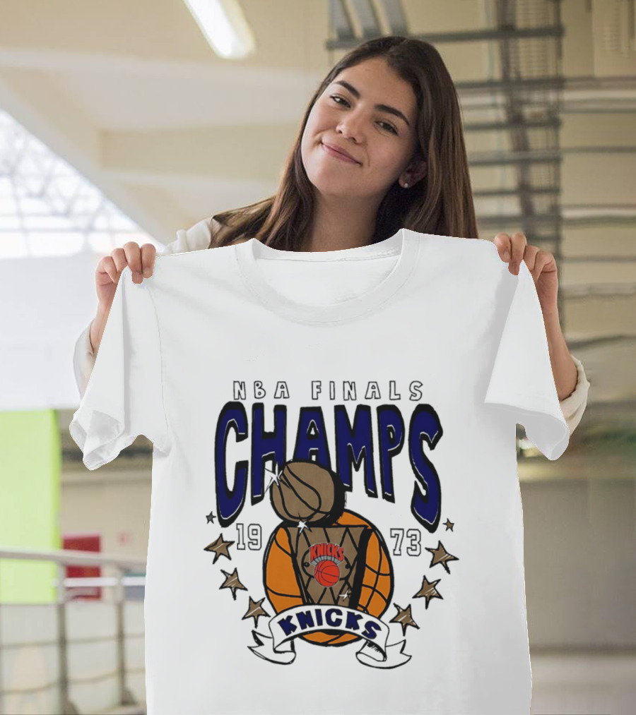 New York Knicks NBA Finals Champs 1973 Basketball Victory T-Shirt