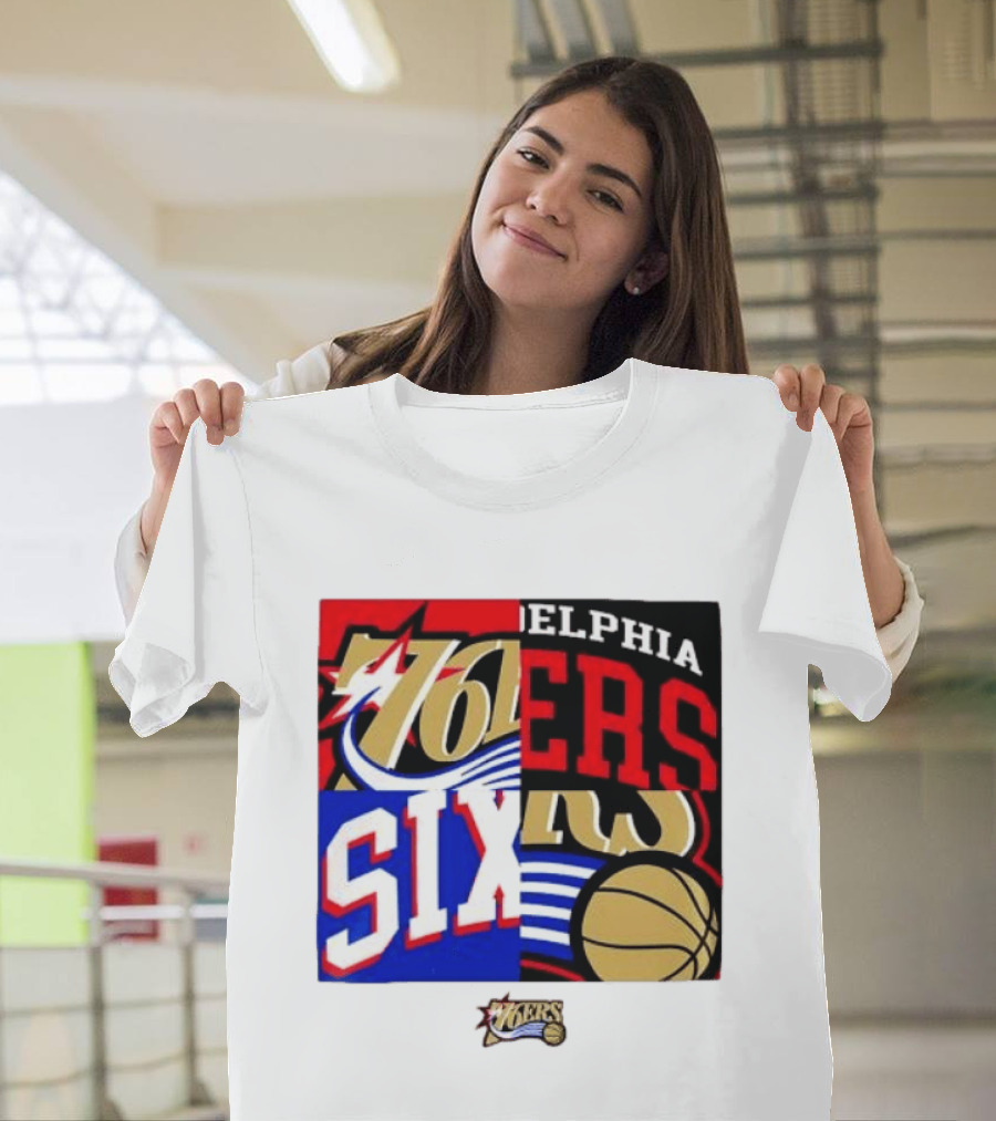 Philadelphia 76ers Vintage Block Logo Compilation NBA Basketball Fan Merch T-Shirt