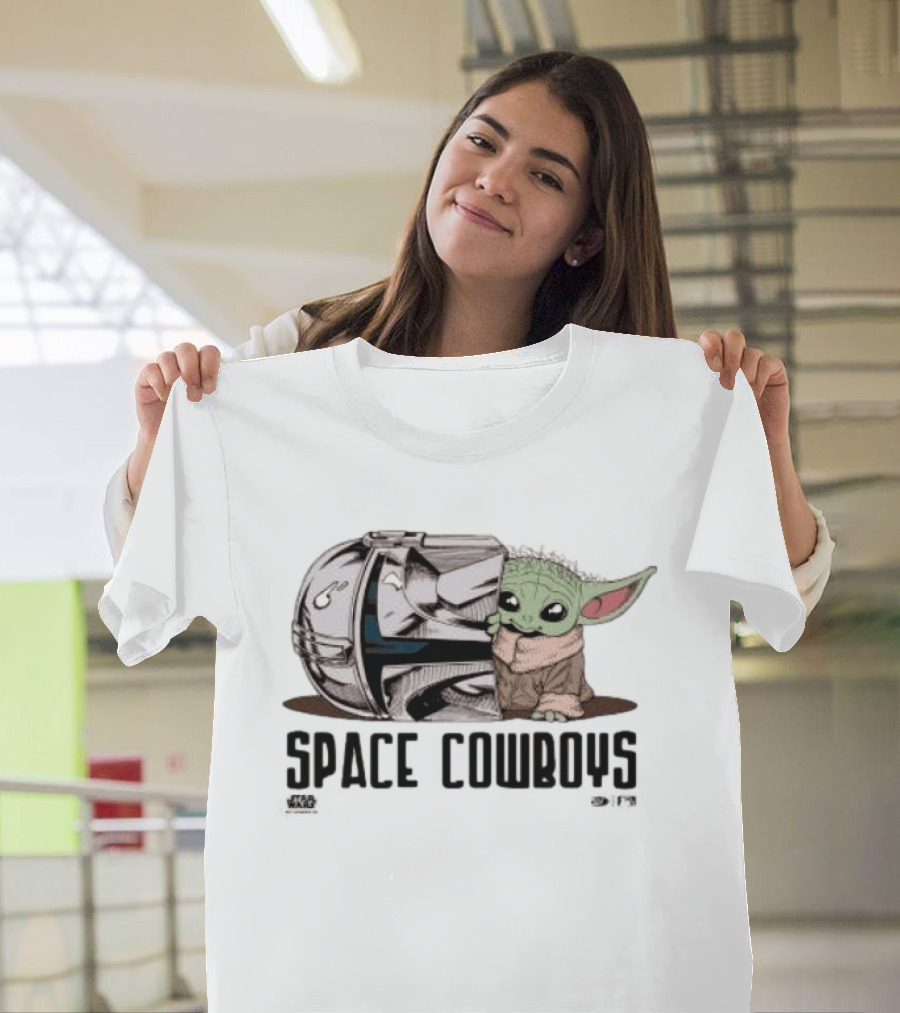Star Wars Grogu Space Cowboys Helmet And Child Duo T-Shirt