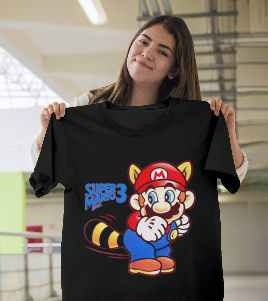 Super Mario Bros 3 Raccoon Mario Tail Whip Retro Game Nostalgia T-Shirt