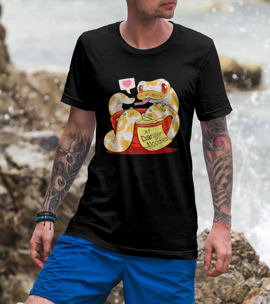 Snake Love X1 Danger Noodles Cartoon Cute Snake With Heart Speech Bubble T-Shirt