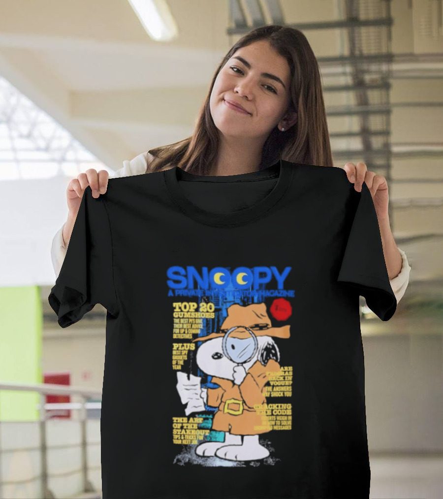 Snoopy Top 20 Clues Uncover Mystery Solved Peanuts Detective Investigator T-Shirt