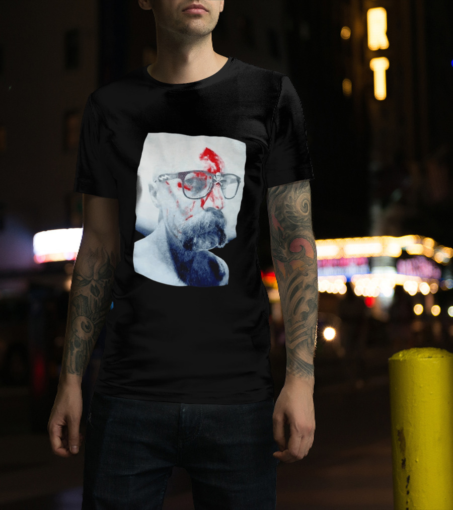 Bald Man With Bloody Beard And Skull Glasses T-Shirt