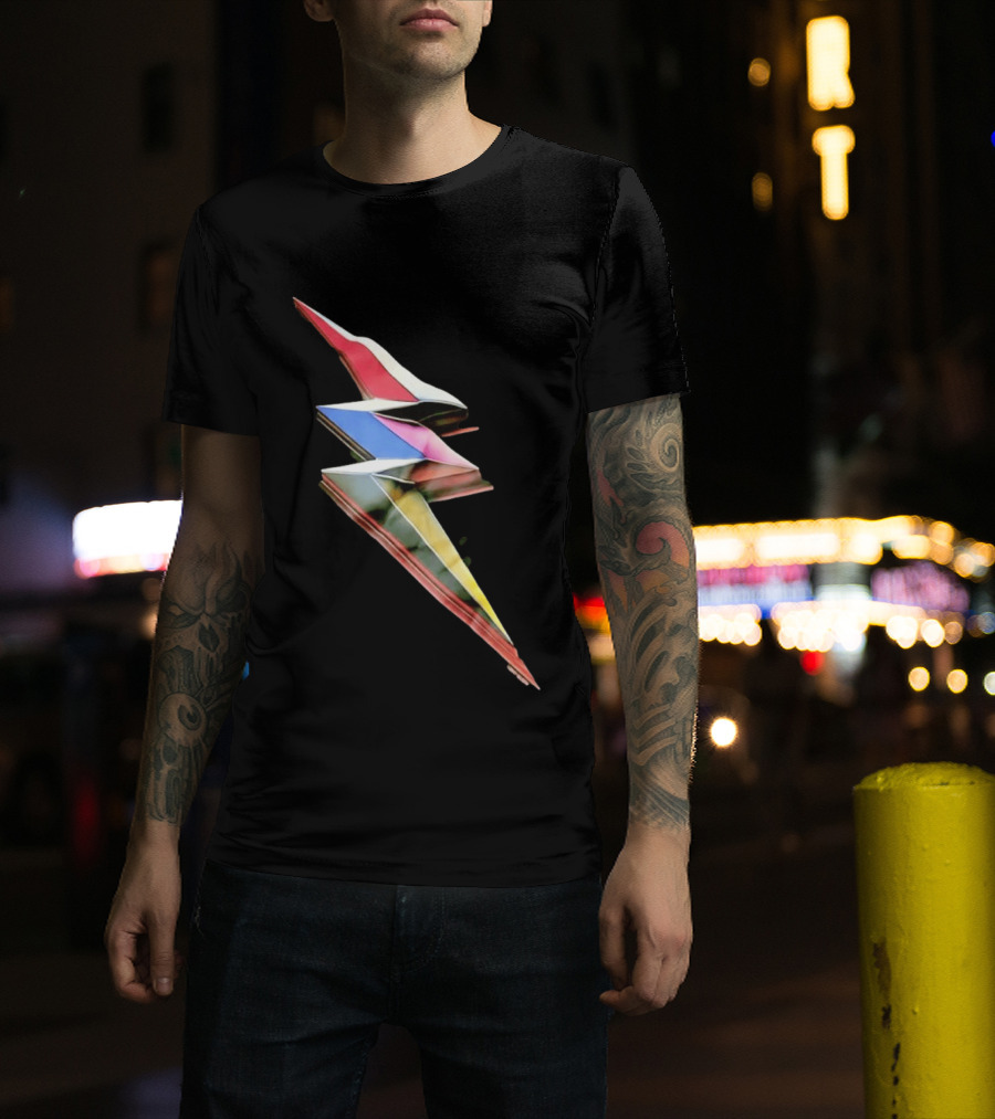 Geometric Prismatic Multicolor Lightning Bolt T-Shirt