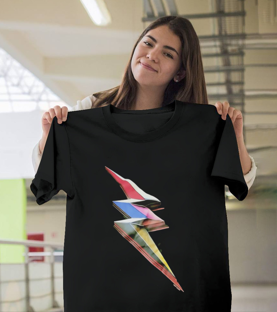 Geometric Prismatic Multicolor Lightning Bolt T-Shirt