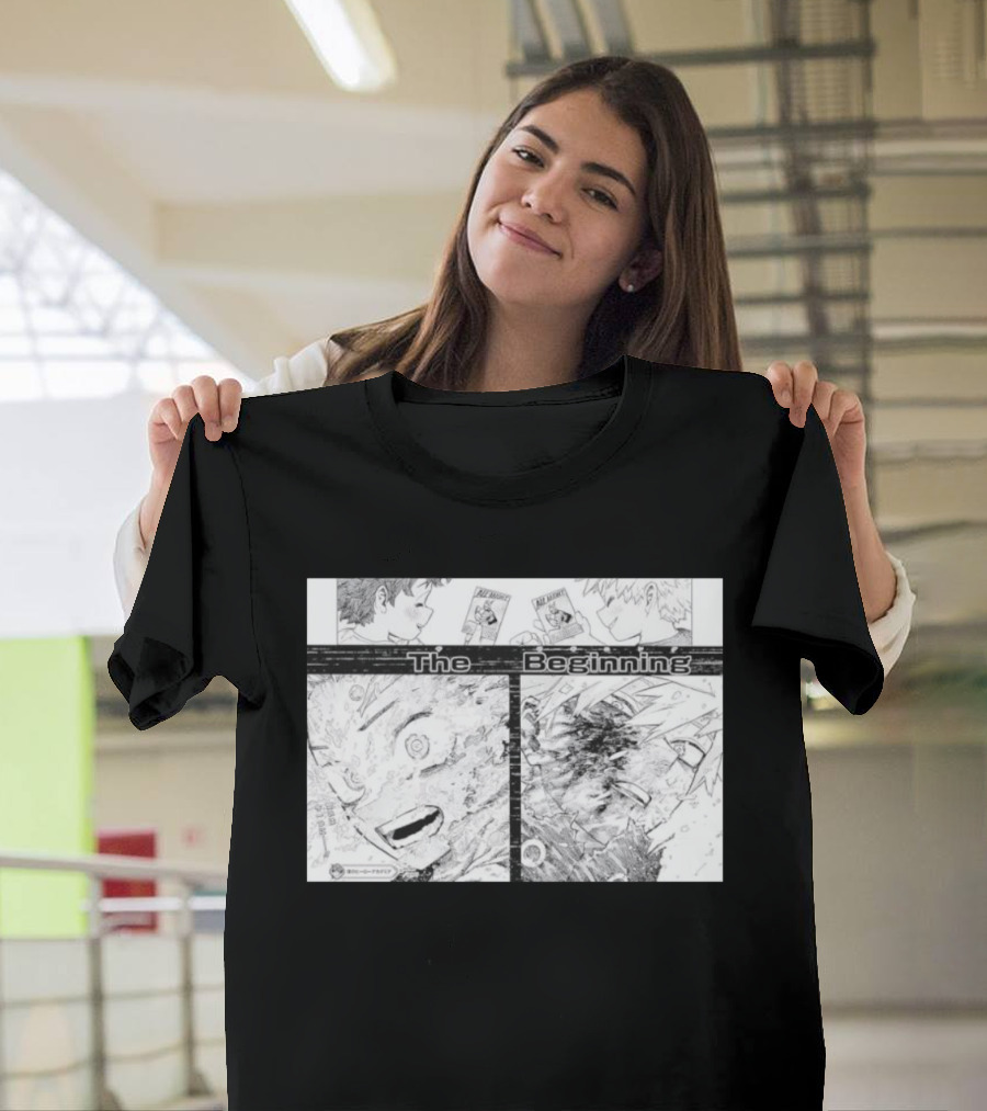 Izuku Midoriya Katsuki Bakugo All Might The Beginning My Hero Academia Manga Panel T-Shirt