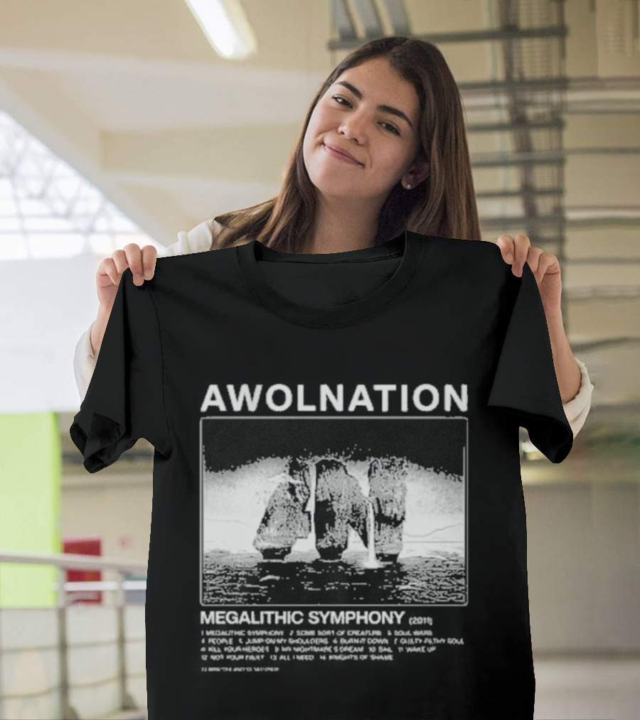 AWOLNATION Megalithic Symphony 15th Anniversary Stone Monoliths Celebration T-Shirt