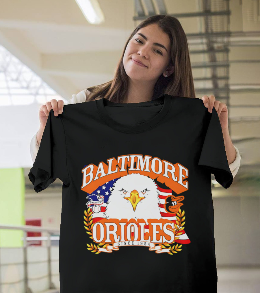 Baltimore Orioles Americana Eagle Logo With USA Flag Celebrating America's 250th Anniversary T-Shirt