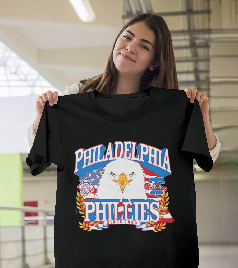 Philadelphia Phillies Eagle Americana Since 1883 National League Flag T-Shirt