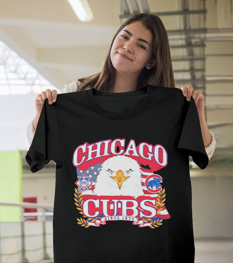 Chicago Cubs Americana Eagle Since 1876 National League Baseball Stars And Stripes 250th Celebration T-Shirt