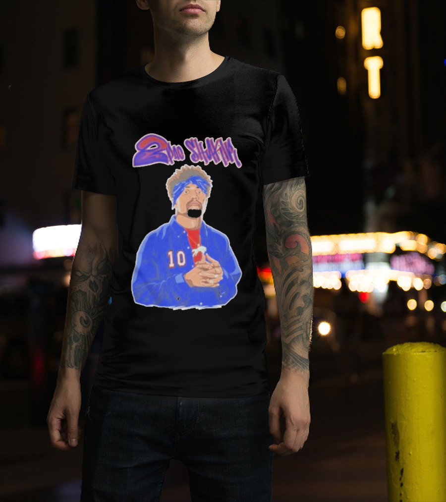 2Pac Shakir Sports Roundtable 10 Blue Bandana T-Shirt
