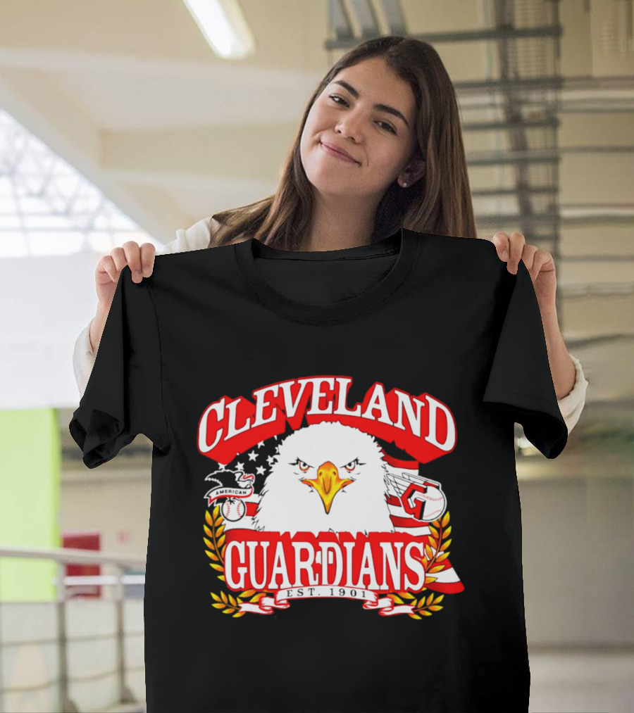 Cleveland Guardians Eagle And Baseball Stars Celebrating America's 250th Anniversary T-Shirt
