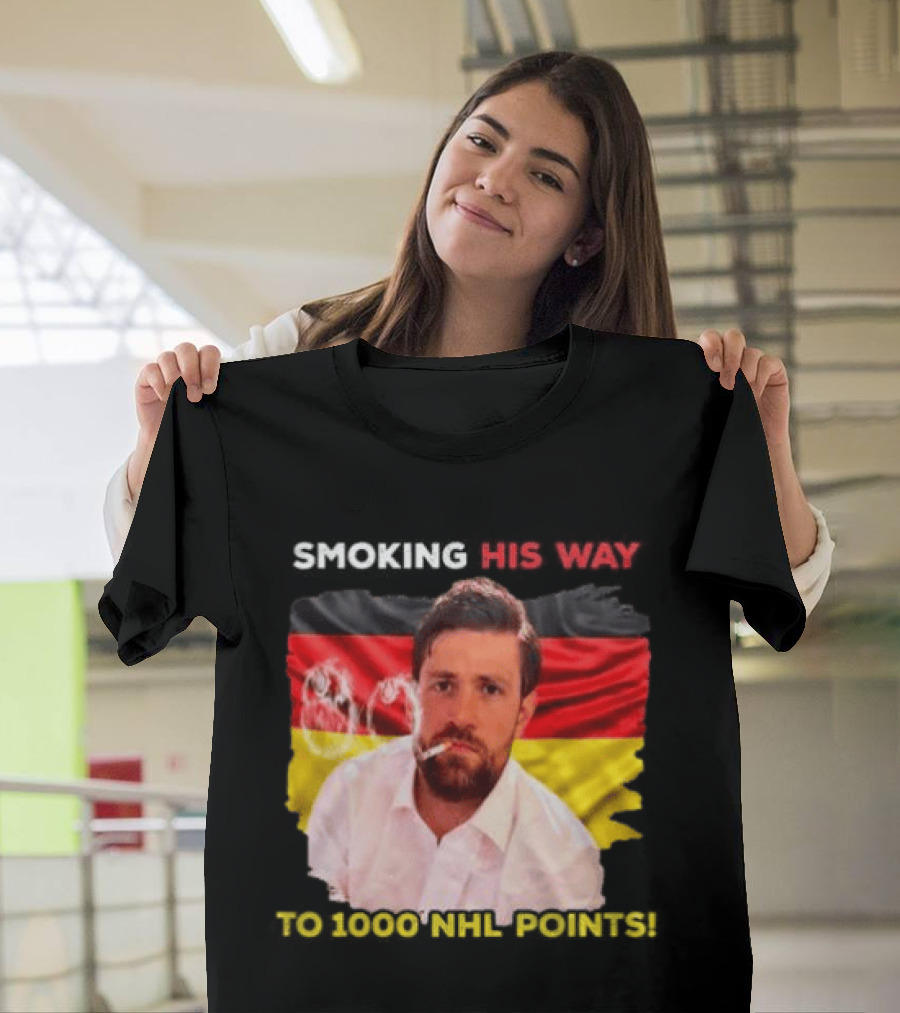 Smoking His Way To 1000 NHL Points Leon Draisaitl Edmonton Oilers T-Shirt