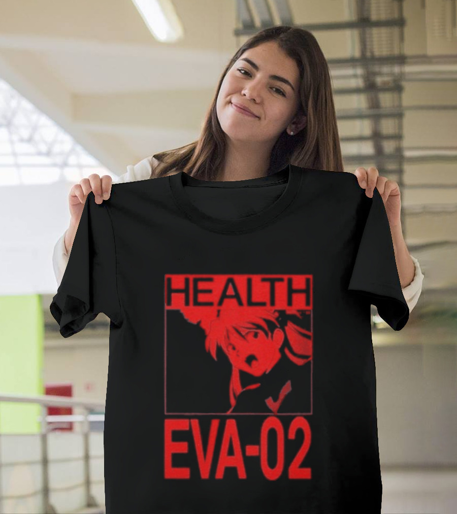 Health Eva 02 Anime Character Red Sketch T-Shirt