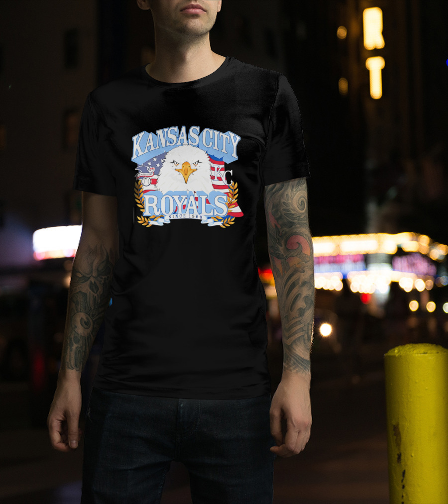 Kansas City Royals Eagle With American Flag Patriotic KC T-Shirt